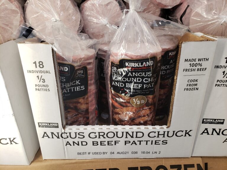 KIRKLAND SIGNATURE 1/3 LB ANGUS GROUND CHUCK AND BEEF PATTIES Eat